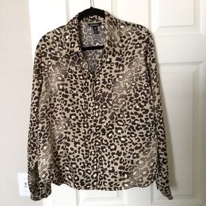 🐆George animal print button down shirt, Cheetah print long sleeve blouse🐆
